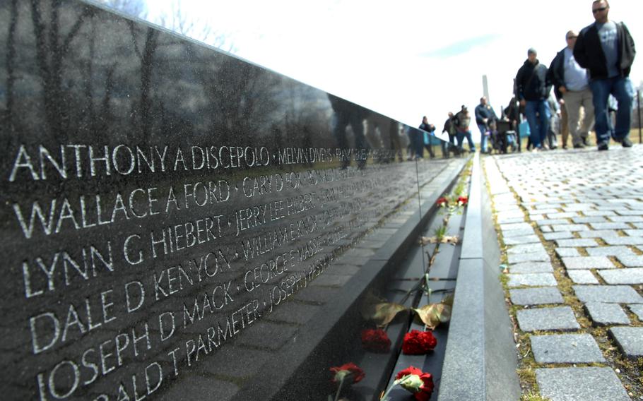 At the Vietnam Veterans Memorial in Washington, D.C. on March 29, 2013, the 40th anniversary of the day the last U.S. combat troops left Vietnam.