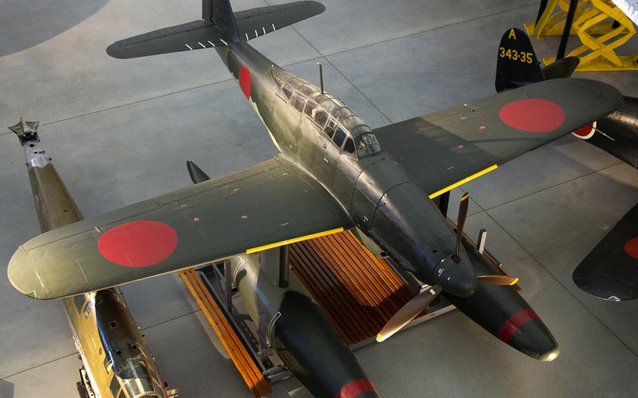 The only surviving M6A1 Seiran torpedo-bomber, on display at the Smithsonian's Udvar-Hazy Center in Virginia. The I-400 reportedly carried three of the aircraft.