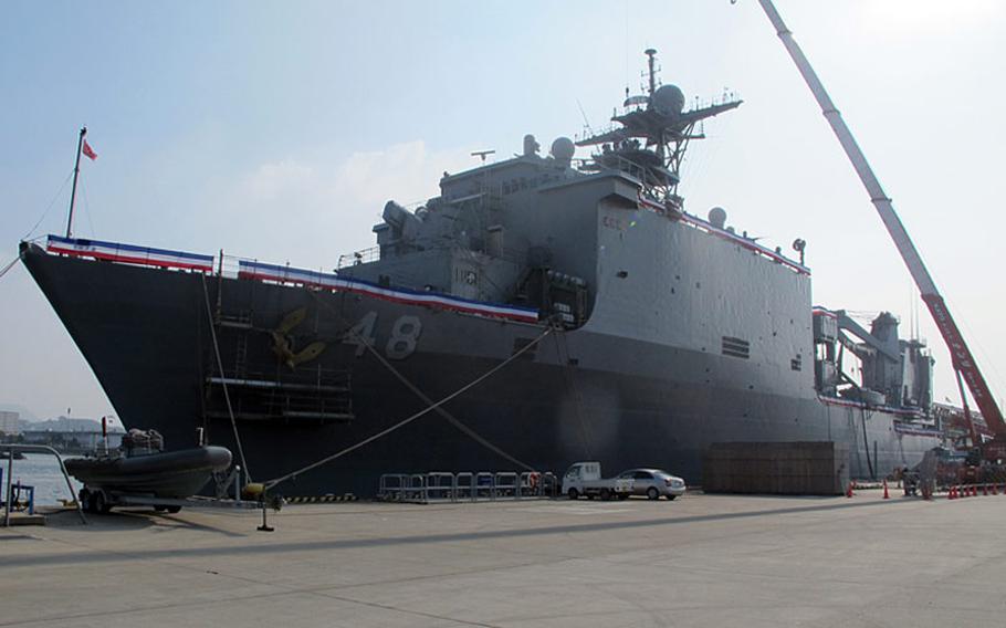 The USS Ashland is seen at Sasebo Naval Base, Japan, on Jan. 17, 2014.