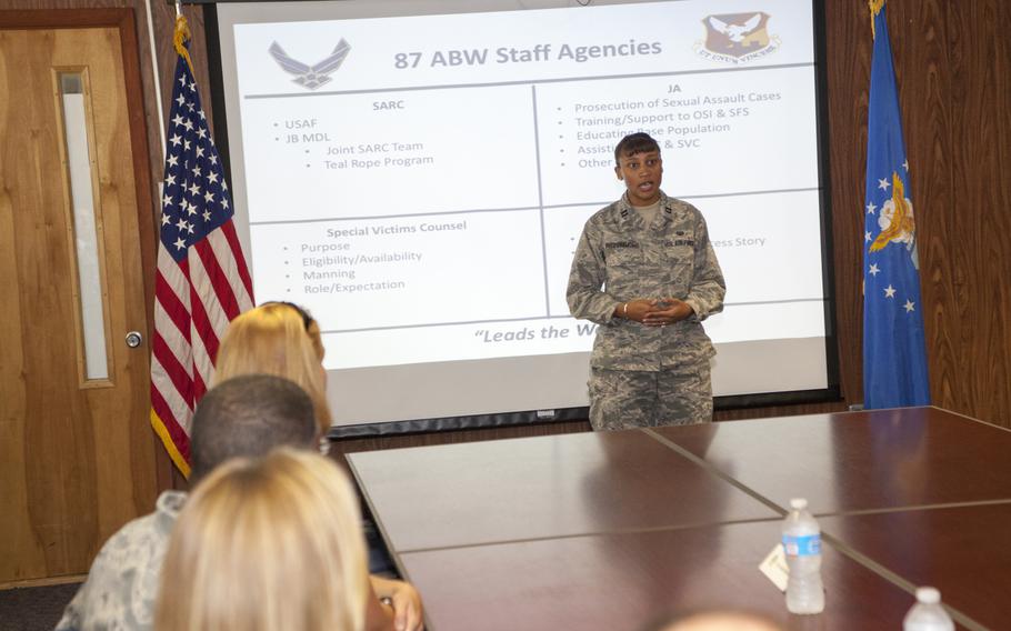 Capt. Natasha Fitzsimmons, a special victims' counsel based at Joint Base Maguire-Dix-Lakehurst, N.J., is one of 24 Air Force lawyers tasked with helping victims of sexual assault. 