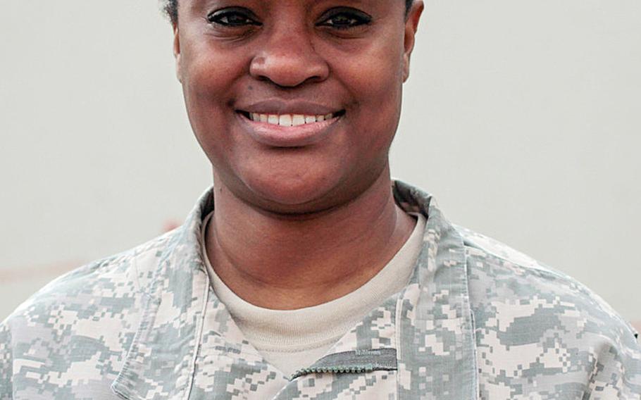 Sgt. 1st Class Keisha Reynoso, of the 409th Contracting Support Brigade, based at Panzer Kaserne in Kaiserslautern, Germany.