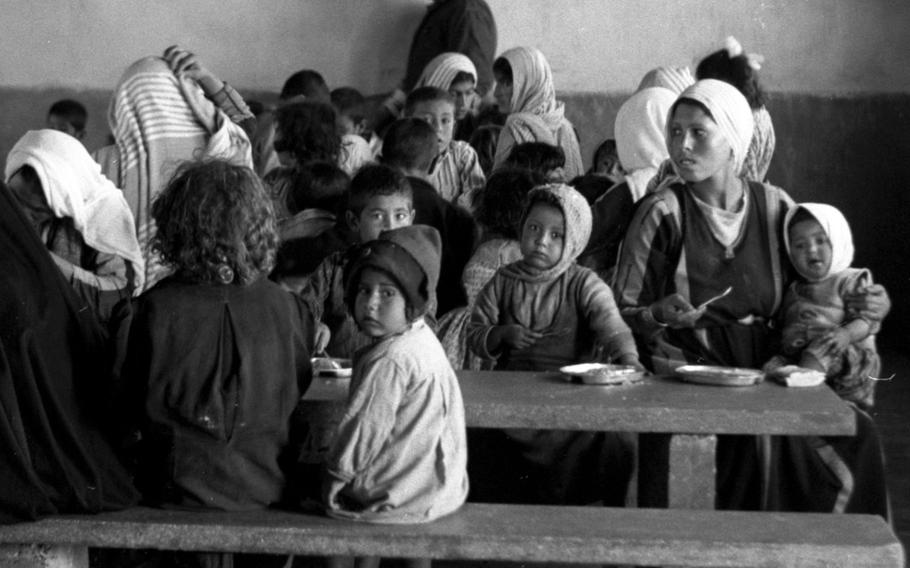 At Camp Jabaliya, one of the refugee settlements on the Gaza Strip, in February, 1958.