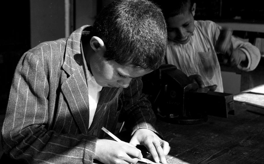 A classroom at Camp Jabaliya, one of the refugee settlements on the Gaza Strip, in February, 1958.