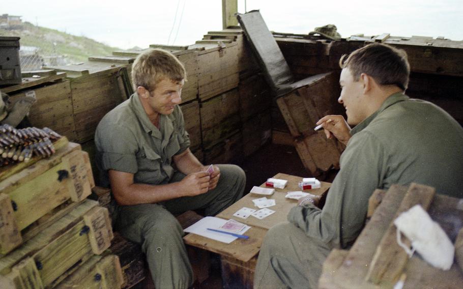 Soldiers relax on Nui Ba Den (Black Virgin Mountain), Vietnam, in 1969.