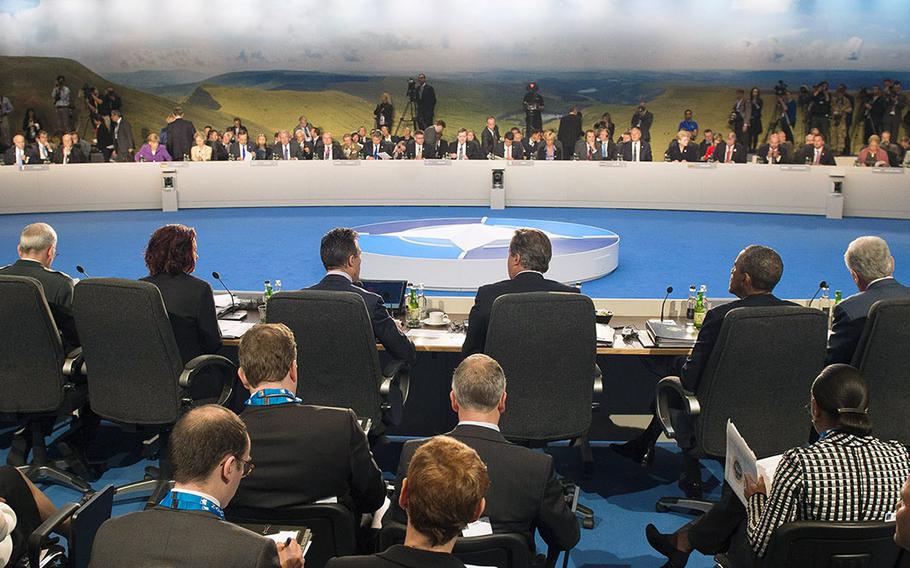 World leaders meet for a NATO summit in Wales, U.K., on Sept. 5, 2014. 
