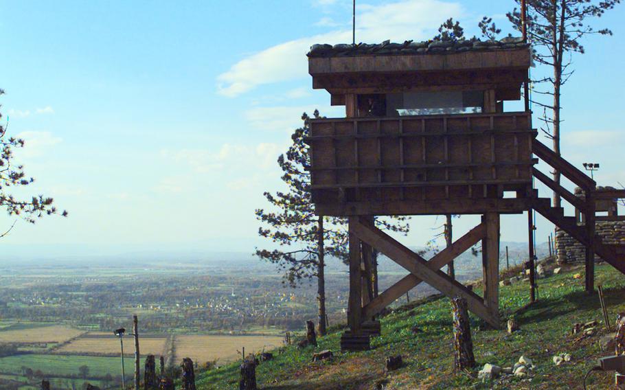 Guard towers on 450-foot Mount Vis, Bosnia and Herzegovina, in 1998.