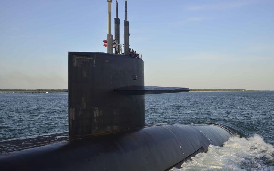The Ohio-class ballistic missile submarine USS Wyoming returns to Naval Submarine Base Kings Bay in June 2014.