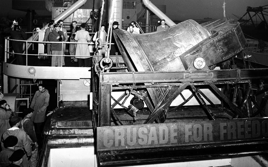 The Freedom Bell at Bremerhaven in October, 1950