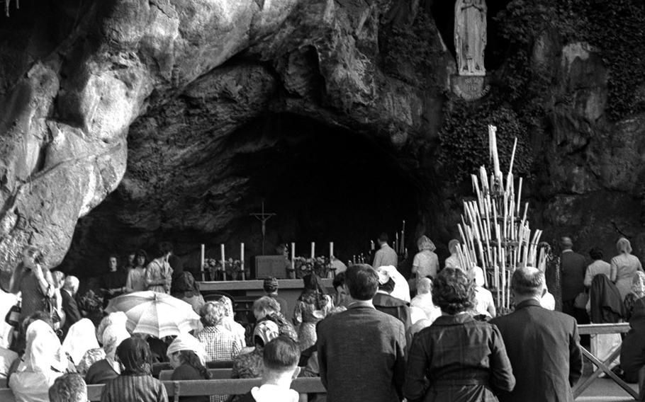 At the Sanctuary of Our Lady of Lourdes, in 1964.