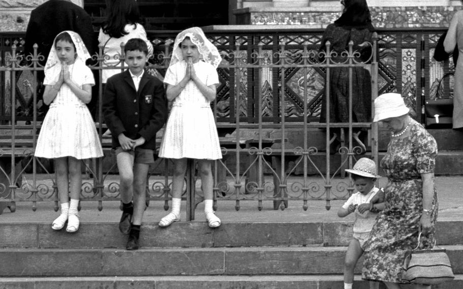 At the Sanctuary of Our Lady of Lourdes, in 1964.
