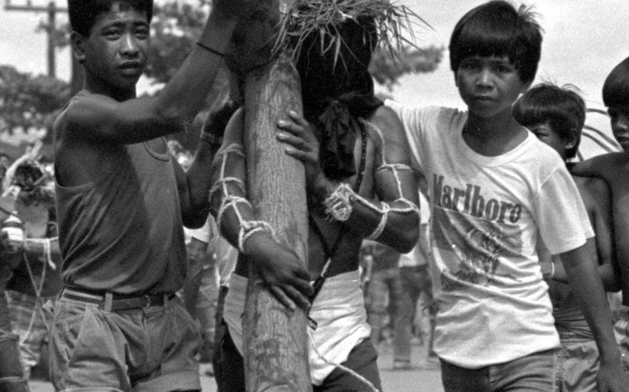 A Good Friday ceremony in San Fernando, Pampanga Province, Philippines, in April, 1985.