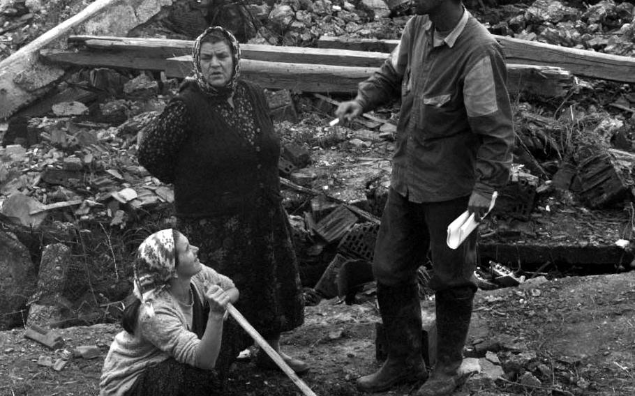 Returning to their homeland in Jusici in September, 1996 for the first time in four years, Bosnian Muslims find their homes completely destroyed.