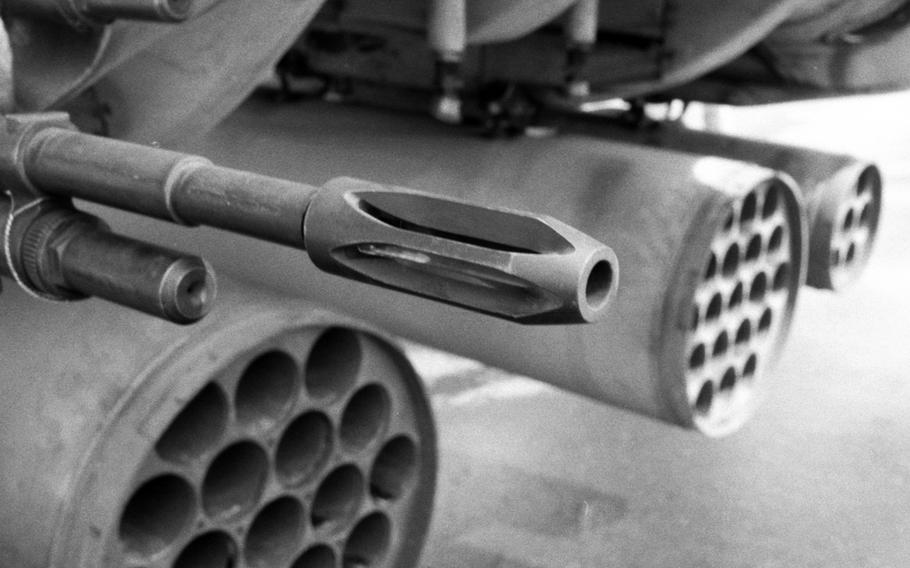 A closeup look at an OV-10 Bronco's firepower in South Vietnam in December, 1968.