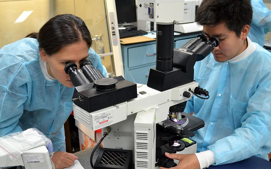 Samples are analyzed at U.S. Naval Medical Research Unit 6 in Callao, Peru, on Jan. 17, 2012. Senators clashed on Tuesday, June 7, 2016, over tighter restrictions on more than $1 billion worth of medical research conducted through the Defense Department.