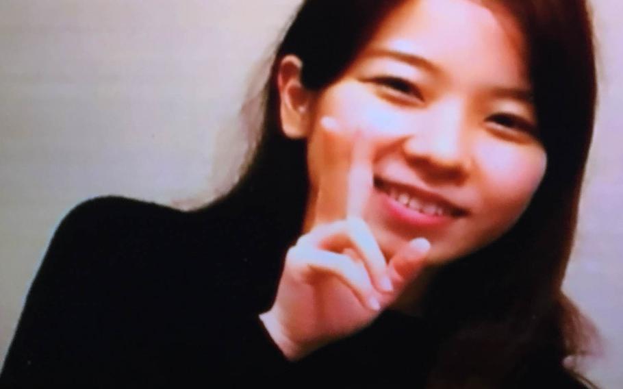 Rina Shimabukuro is seen in this image from a Fuji Television broadcast. Kenneth Franklin Gadson has been charged with murder and rape resulting in death in the case of the 20-year-old Okinawan woman. 