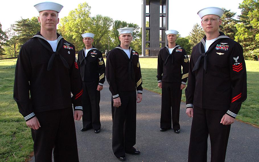 Five finalists in the Navy Reserve Sailor of the Year competition attend an event in Washington, D.C., on April 27, 2006. The Navy announced Thursday, Sept. 29, 2016, that it is overhauling its centuries old rating system.