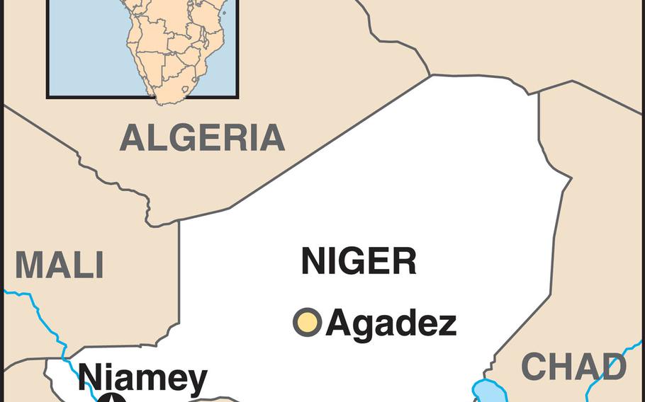 Map of Niger shows the African country's capital, Niamey, where Germany plans to build a military outpost.