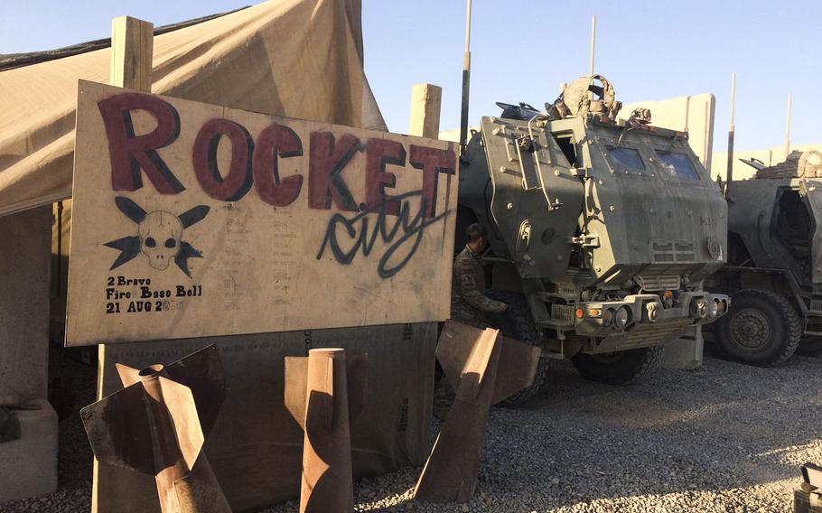 ''Rocket City'' on Qayara Airfield West in northern Iraq, pictured here on Saturday, Oct. 29, 2016, houses U.S. HIMARS rocket launchers that are providing support fire during the battle to liberate the Iraqi city of Mosul from the Islamic State group. 

