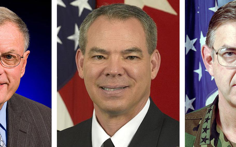 Among the members of President-elect Donald Trump's DOD transition team are retired general officers, left to right, Keith Kellogg, Bert Mizusawa and William Hartzog.