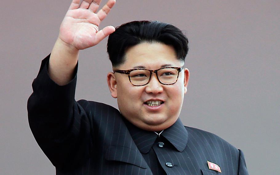 North Korean leader Kim Jong Un waves at parade participants at the Kim Il Sung Square in Pyongyang, North Korea, May 10, 2016. Kim said in his New Year address that his country was in the “last stages” of development for a launch.