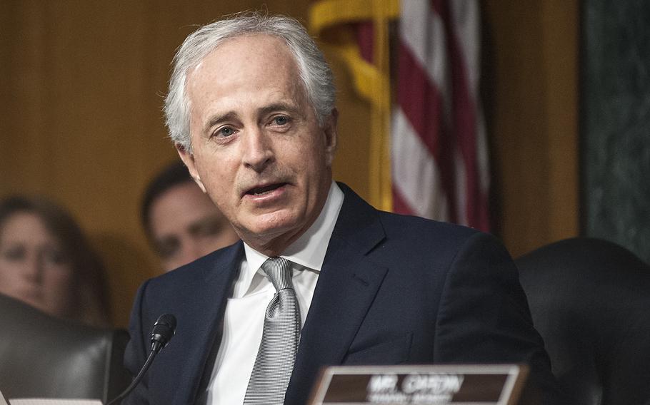 Chairman of the Senate Foreign Relations Committee Sen. Bob Corker, R-Tenn., gives an opening statement as members considered President-elect Donald Trump's nomination of Rex Tillerson to become the next secretary of state, during a  hearing on Capitol Hill in Washington, D.C., on Wednesday, Jan. 11, 2017.