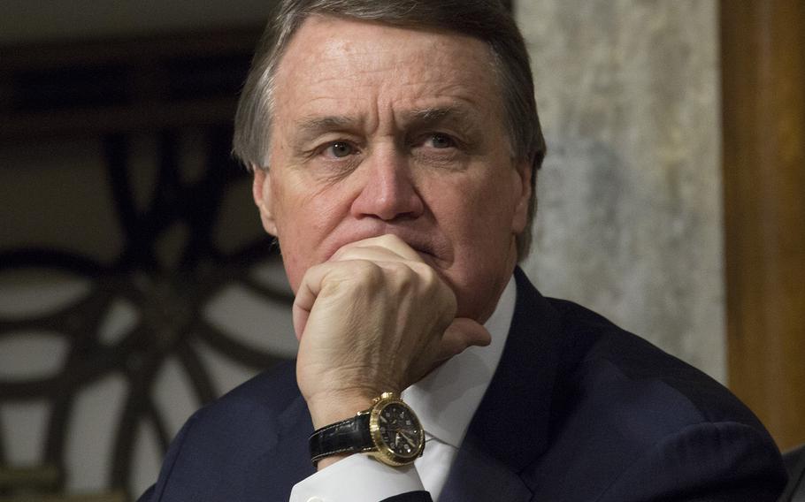 Sen. David Perdue, R-Ga., at a Senate Armed Services Committee hearing in January, 2017.