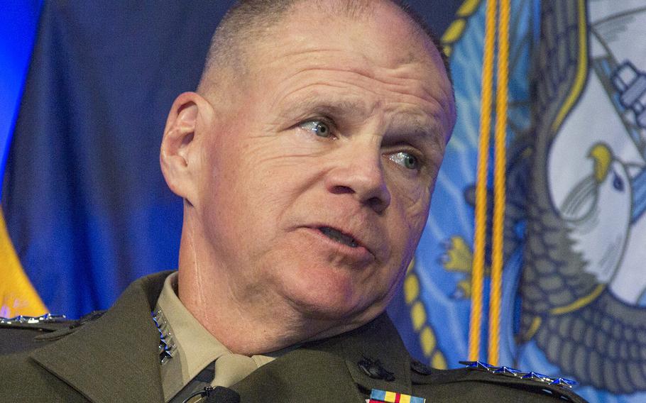 In a Feb. 23, 2017 file photo, Commandant of the Marine Corps Gen. Robert B. Neller speaks at the West Conference in San Diego, Calif.