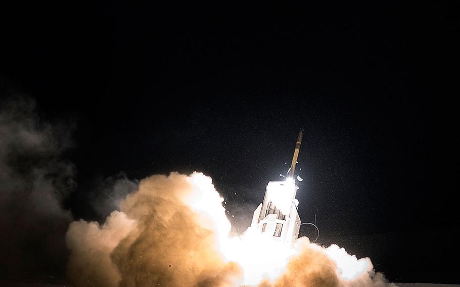 Soldiers operate a high mobility artillery rocket system (HIMARS) in support of ground forces in Afghanistan May 5, 2017.