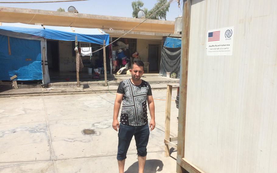 Firas Alyas, 40, a Yazidi teacher who fled his home in Bashiqa to escape the Islamic State in 2014, has been living in a camp for displaced people in Irbil, Iraq, for three years. 