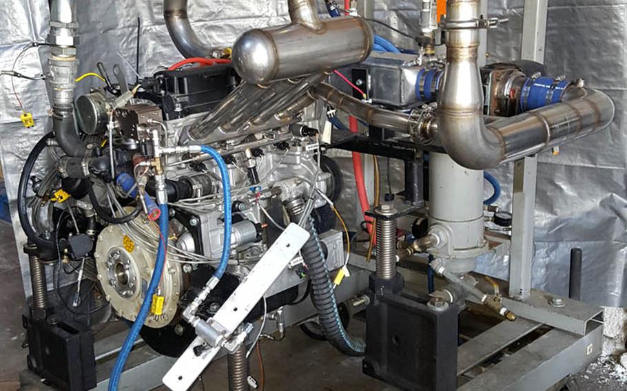 Southwest Research Institute's heavily modified four-cylinder car engine burns chemical-warfare agents as a fuel source. 