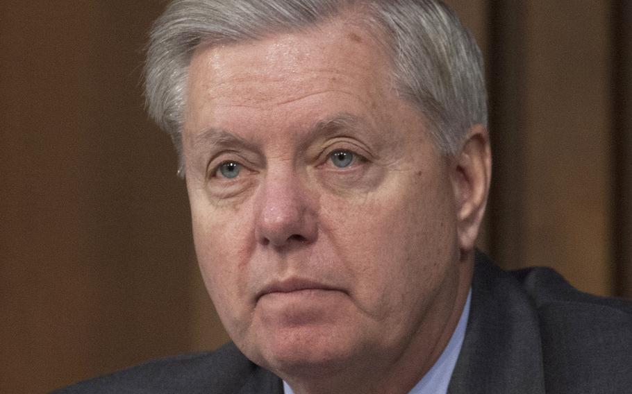 Sen. Lindsey Graham, R-S.C., at a Senate Armed Services Committee hearing in March, 2017.