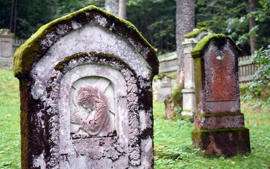 Ornate 19th-century gravestones at the Haag cemetery at Grafenwoehr, Germany, Sept. 1, 2017. 