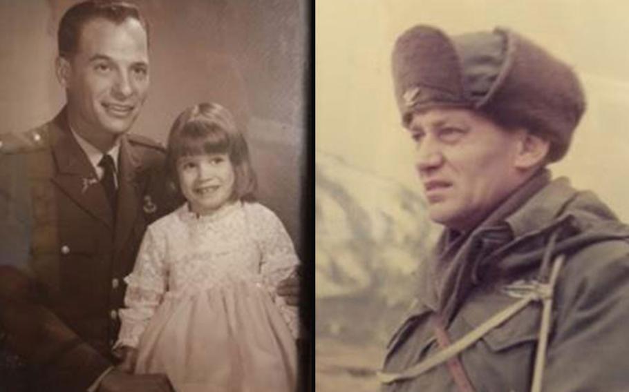 Lt. Col. Bernard Landau, pictured at left with his daughter Shawn Taylor, is now 87 and suffering from Alzheimer's disease. On the right, John Gavin, Taylor's grandfather and Landau's father-in-law, died of Alzheimer's disease in 1987. He was an Army colonel and a West Point graduate. Taylor created the advocacy group VeteransAgainstAlzheimer's to shed light on the greater risk among veterans to develop the disease.