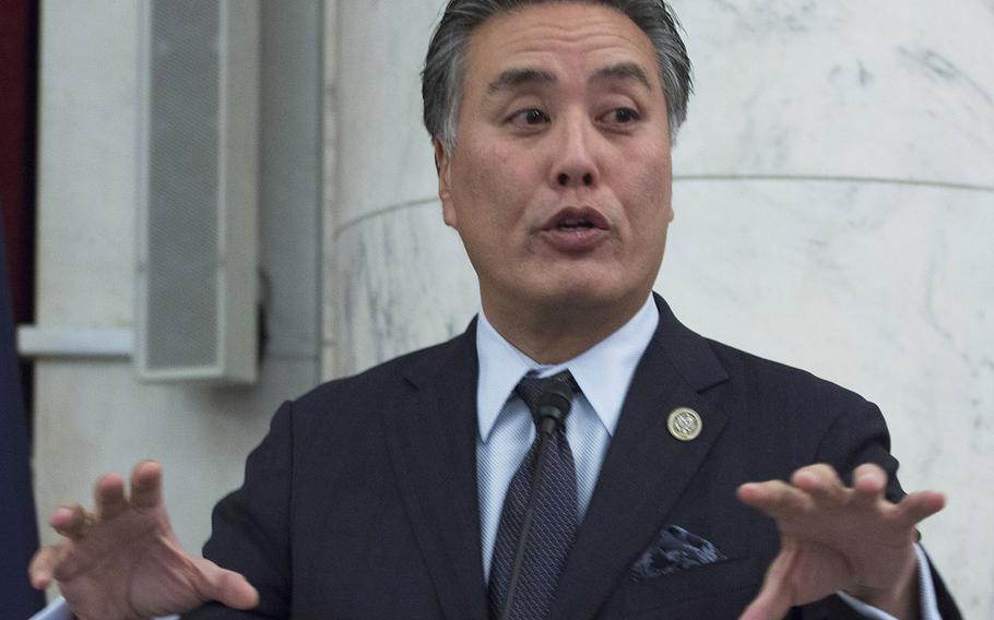 Rep. Mark Takano, D-Calif., speaks during an American Federation of Government Employees-hosted panel discussion on VA health care, October 5, 2017, in Washington, D.C.