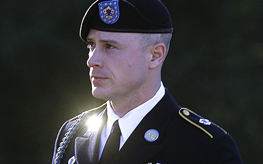 In this Jan. 12, 2016, file photo, Army Sgt. Bowe Bergdahl arrives for a pretrial hearing at Fort Bragg, N.C. 