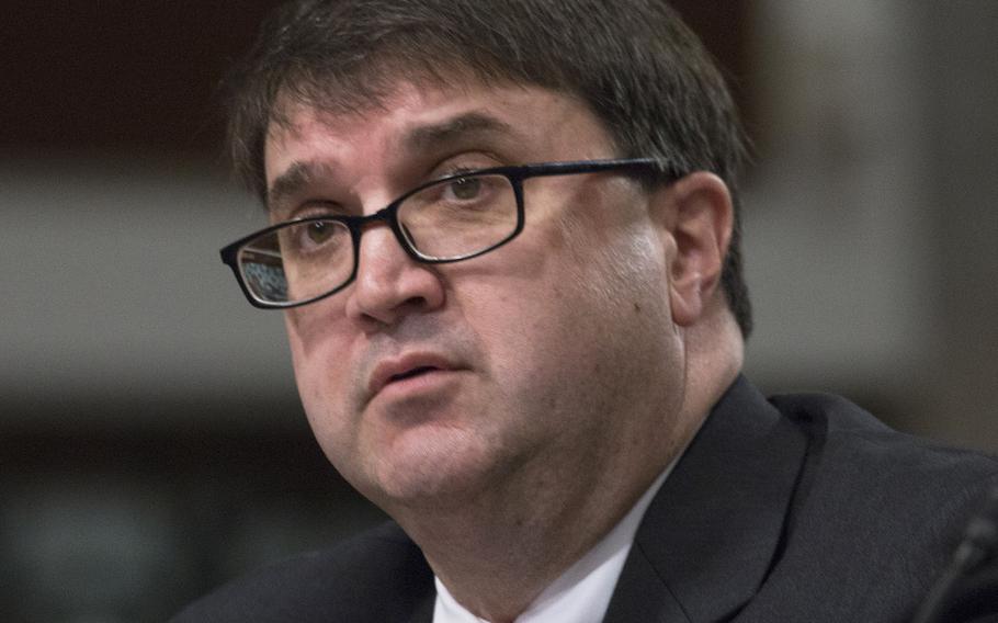 Robert Wilkie, at a Senate hearing in November, 2017. Wilkie will serve as acting secretary of the Department of Veterans Affairs in the wake of David Shulkin's firing on March 28, 2018.