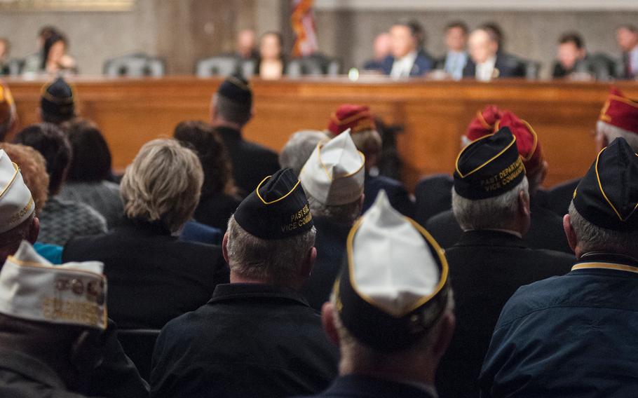 Veterans groups attend a legislative session on Capitol Hill in Washington, D.C., on Feb. 28, 2018.