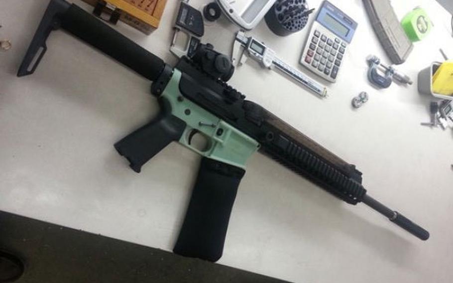 Green lower receiver for the AR-15 was printed by Cody Wilson in November 2012. 