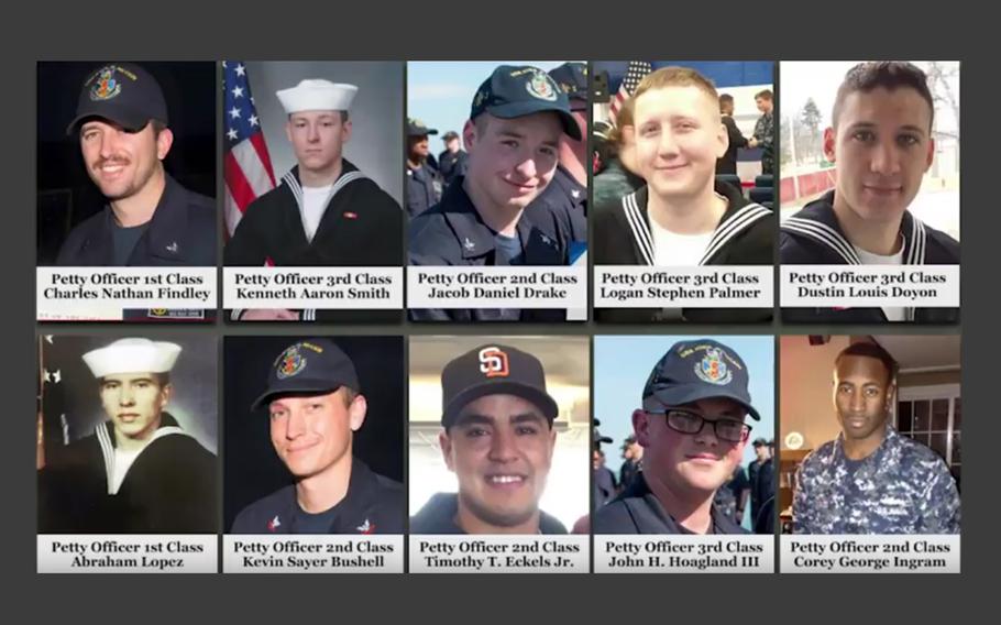 The sailors who were killed in the USS John S. McCain collision were remembered at a ceremony on Aug. 21, 2018.