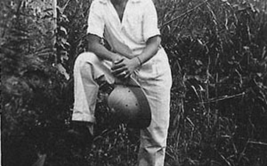 Vicente “Ben” Tomas Garrido Blaz poses for a photo at the family farm after the liberation of Guam from Japanese occupation during World War II. 