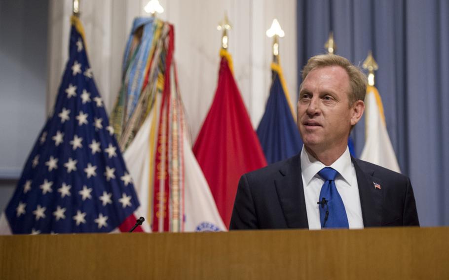 Deputy Defense Secretary Patrick Shanahan attends an event in Charlottesville, Va., on Sept. 25, 2017. Pentagon officials are now looking at potentially $33 billion in spending cuts, Shanahan said on Friday, Oct. 26, 2018.