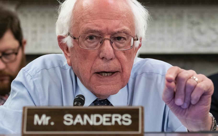 Sen. Bernie Sanders, I-Vt., comments during a hearing on Capitol Hill in Washington, D.C., on Aug. 1, 2018. The Senate voted 60-39 on Wednesday to hold a full floor debate on a resolution sponsored by Sanders that would reverse U.S. support to the Saudi-led military operation against Yemen.