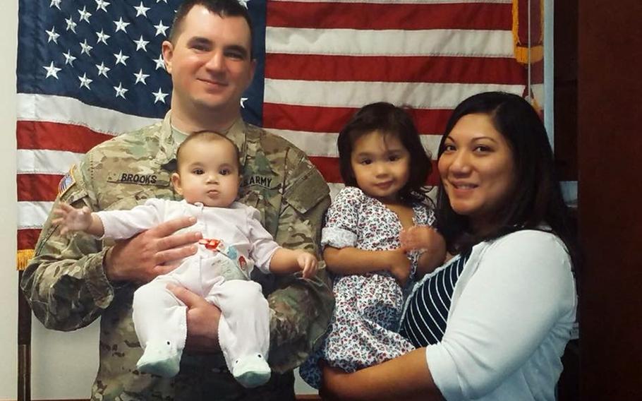 Zach Brooks, 32, suffered a brain injury while deployed to Kuwait in 2016. He medically retired in 2018 as a captain. His wife, Elaine, said coming to terms with his new post-injury self was hard for him. 