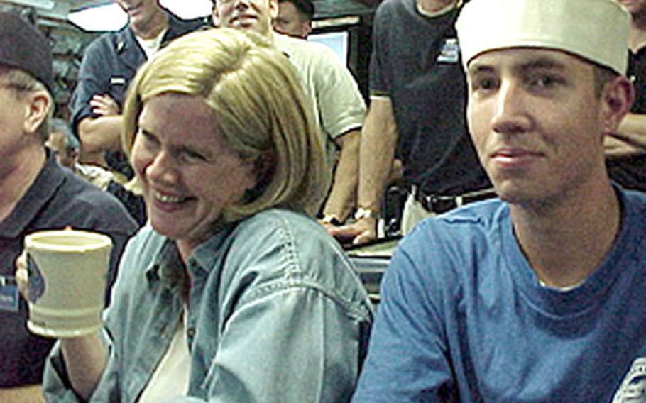 Tipper Gore visits the mess of the USS Greeneville in Feb. 1999.