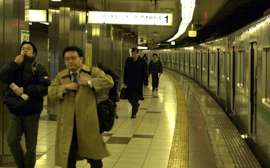 In the aftermath of the Taegu, South Korea, subway fire that killed 196 passengers, operators of Tokyo subways have been inspecting safety-related systems installed on passenger cars like these on Tokyo&#39;s Chiyoda Line at Nogizaka station in central Tokyo.