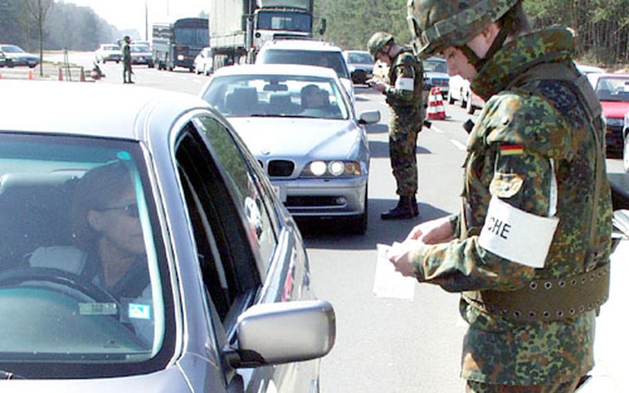 German Air Force airman Andre Moshke is among 275 German troops guarding gates at Ramstein.