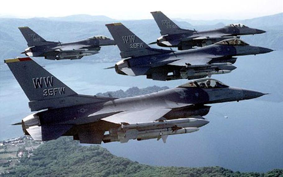 Misawa F-16CJ aircraft will take part in Cope North exercises set to begin Wednesday at Misawa Air Base, Japan. The bilateral exercise between U.S. and Japanese pilots runs through May 16.