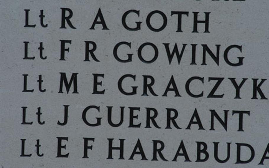 The names of men who died while serving in England with the 355th Fighter Group were unveiled Saturday in a ceremony at the unit&#39;s wartime base. The name of Lt. Me.E. Graczyk had special meaning for one person at the ceremony:Theresa Angileri, sister of a pilot who died while with the unit in World War II.