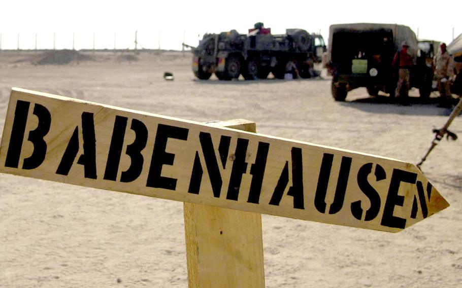 The soldiers of the Babenhausen, Germany-based 41st Field Artillery Brigade have mainly one thing on their minds at the moment, and this sign at their camp at LSA Dogwood points there.