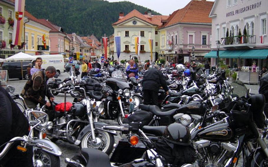 Dozens of bikes are lined up along a street in Faaker See, Austria, for the beginning of last year&#39;s European Bike Week. This year&#39;s event, which is expected to draw motorcycle riders from around the world, runs from Wednesday through Sunday.